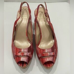 Stuart Weitzman Red Peep-Toe Slingbacks